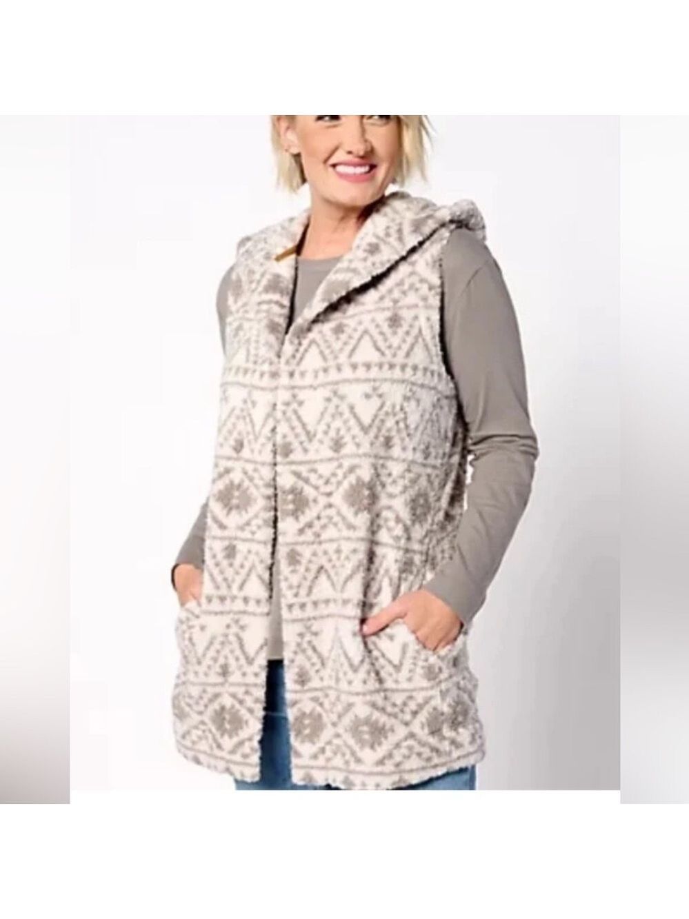 Koolaburra by Ugg vest Sherpa hooded white grey Small